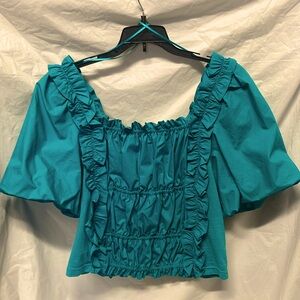 NWT - INC women’s teal puffy sleeve blouse